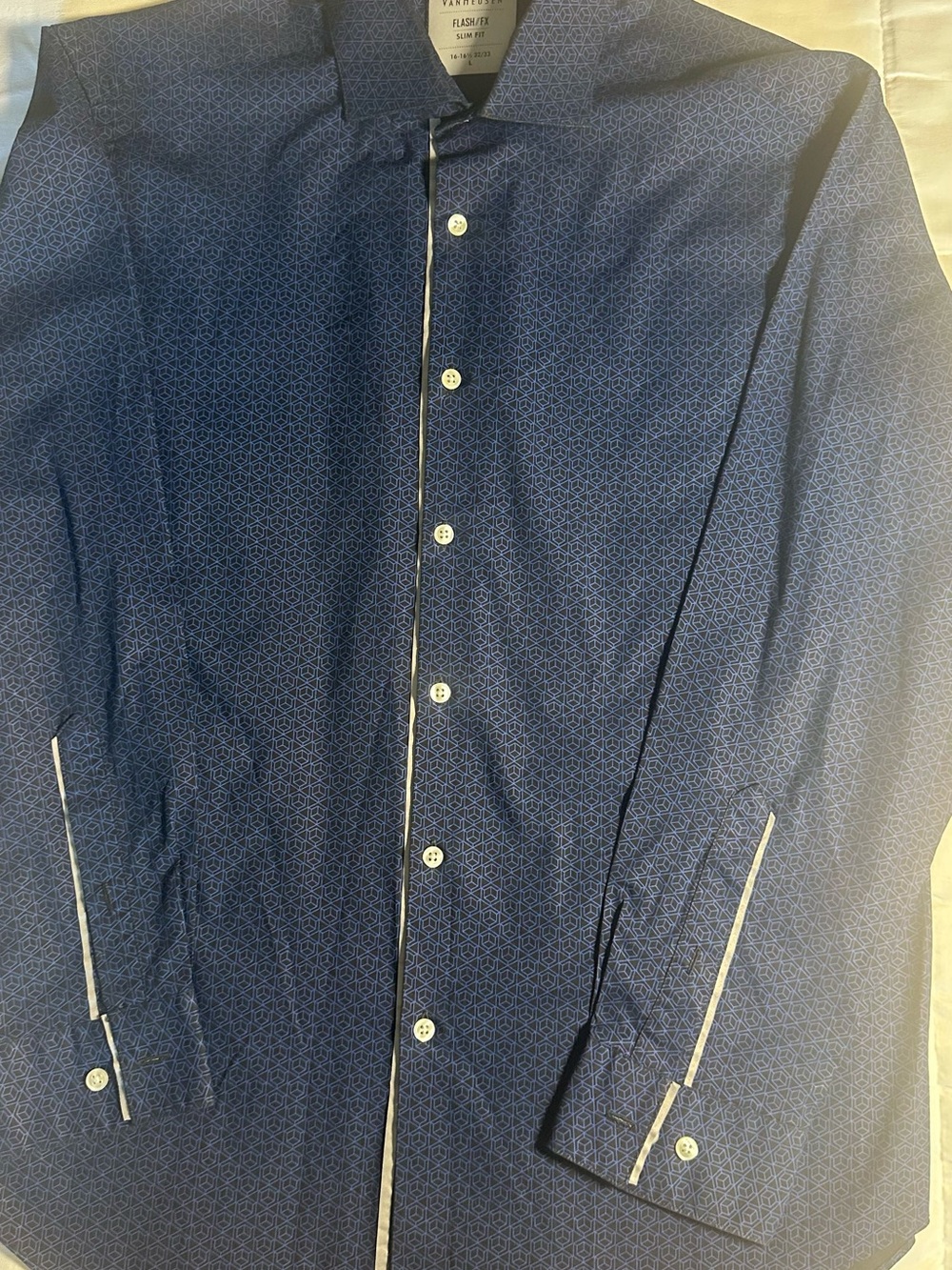 Van Heusen Flash FX Slim Fit Geometric Dress Shirt L